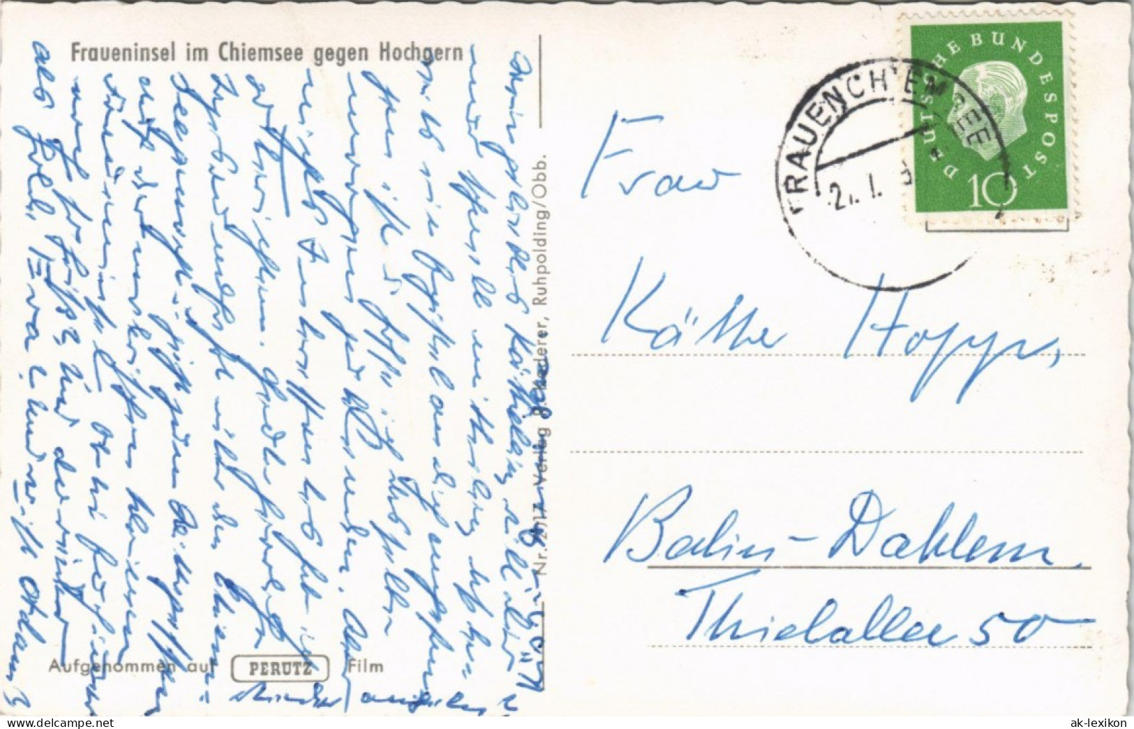 Ansichtskarte Chiemsee Fraueninsel Im Chiemsee Gegen Hochgern 1958 - Chiemgauer Alpen