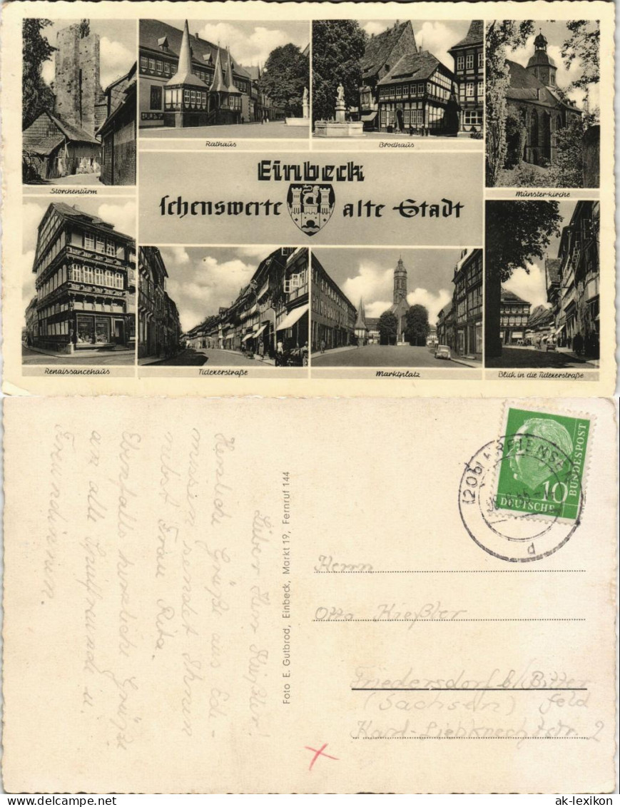 Ansichtskarte Einbeck Mehrbild-AK Brodhaus, Rathaus, Storchenturm Uvm. 1955 - Einbeck