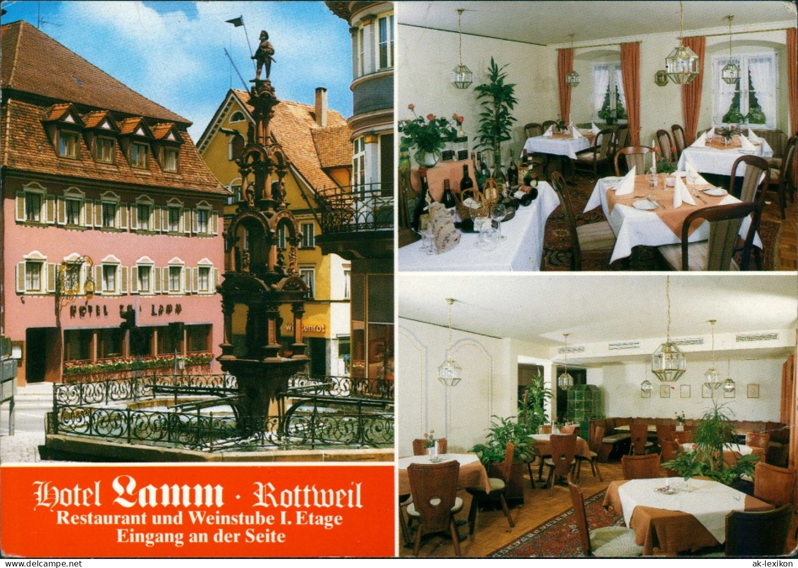 Rottweil Neckar Reklamekarte Hotel Lamm, Restaurant Weinstube Hauptstraße  1970 - Rottweil
