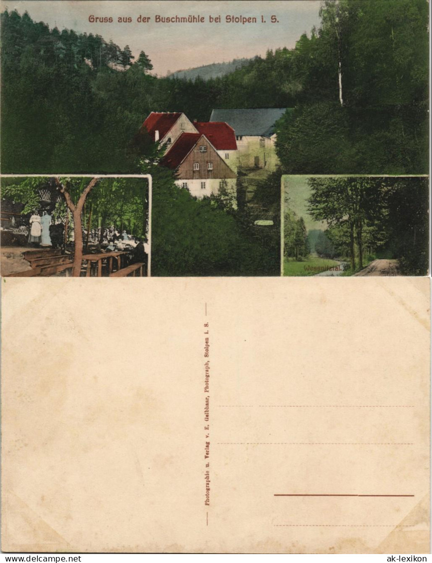 Ansichtskarte Rennersdorf-Neudörfel-Stolpen 3 Bild Buschmühle 1913 - Stolpen