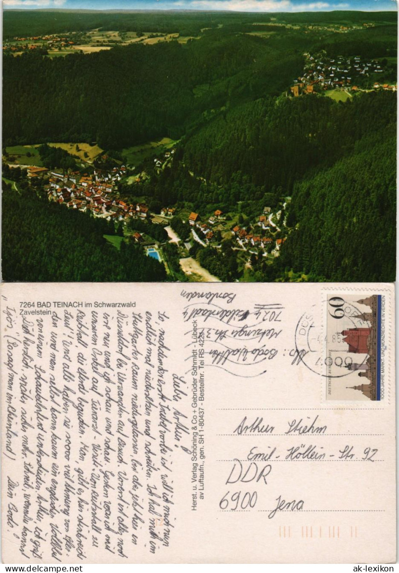 Bad Teinach-Zavelstein Panorama-Ansicht, Luftaufnahme, Schwarzwald 1985 - Bad Teinach