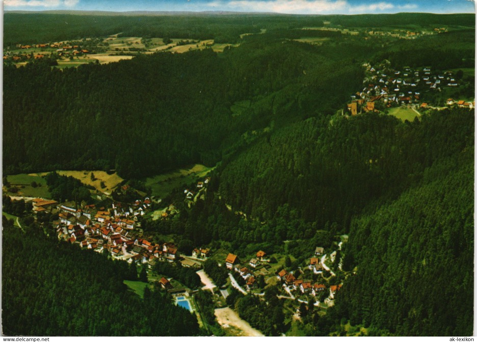 Bad Teinach-Zavelstein Panorama-Ansicht, Luftaufnahme, Schwarzwald 1985 - Bad Teinach
