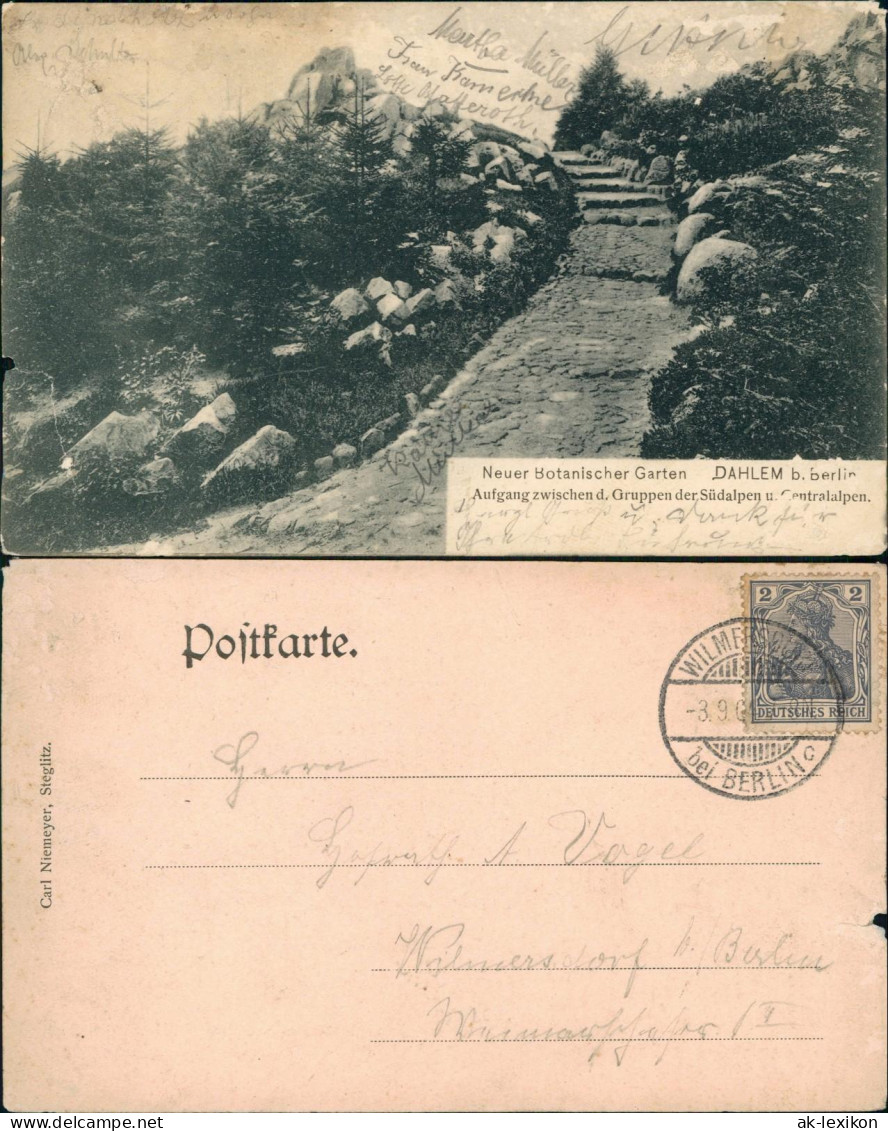 Ansichtskarte Dahlem-Berlin Neuer Botanischer Garten, Aufgang 1905 - Dahlem