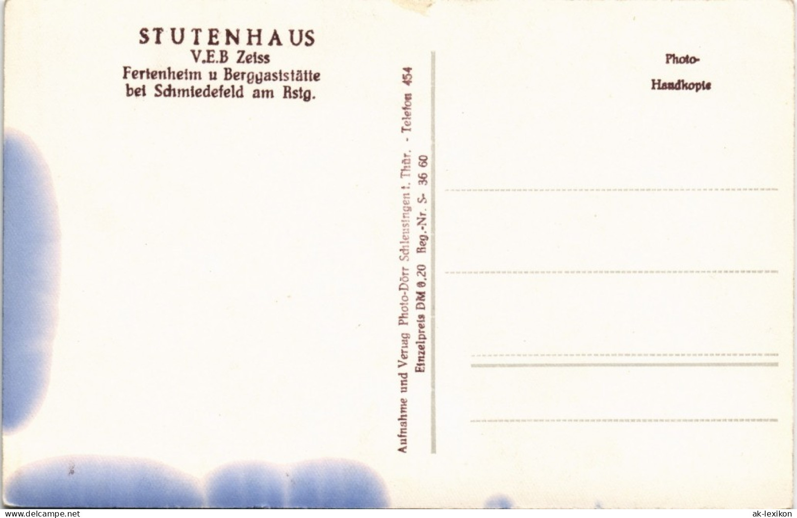 Schmiedefeld (Rennsteig) Ferienheim U Berggaststätte V.E.B Zeiss STUTENHAUS 1960 - Schmiedefeld