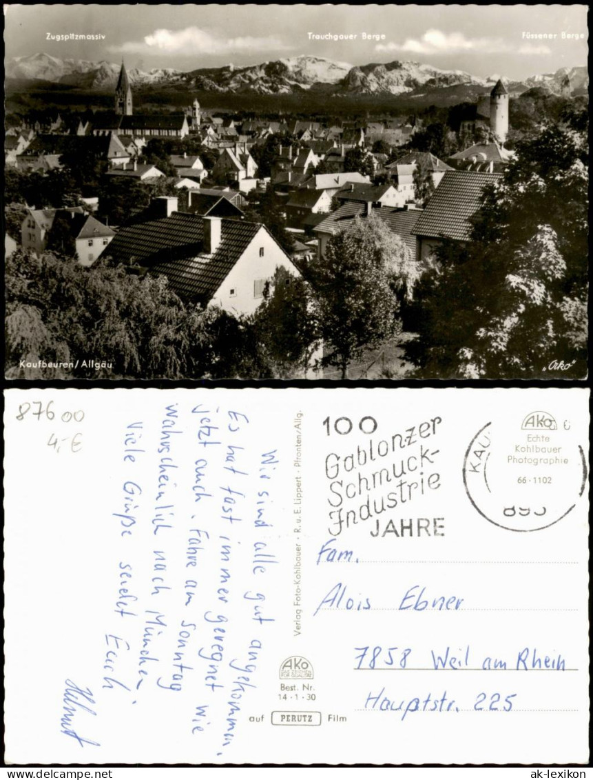 Ansichtskarte Kaufbeuren Panorama-Ansicht Blick Zu Den Alpen 1960 - Kaufbeuren