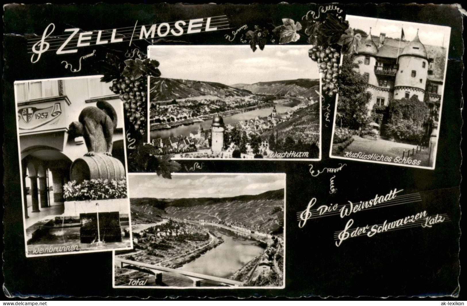 Zell/Mosel Mehrbildkarte Mit Ortsansichten, U.a. Schloss, Weinbrunnen Uvm. 1960 - Zell