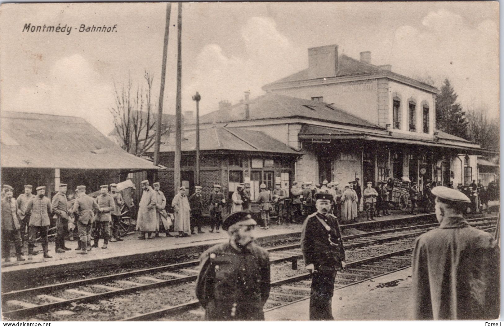 Montmedy , Bahnhof (Feldpost Stempel: 1915) - Lothringen