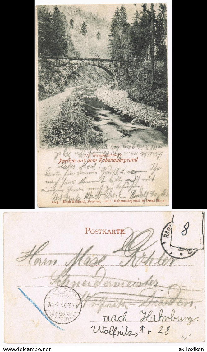 Ansichtskarte Rabenau II. Eisenbahnbrücke 1904 - Rabenau