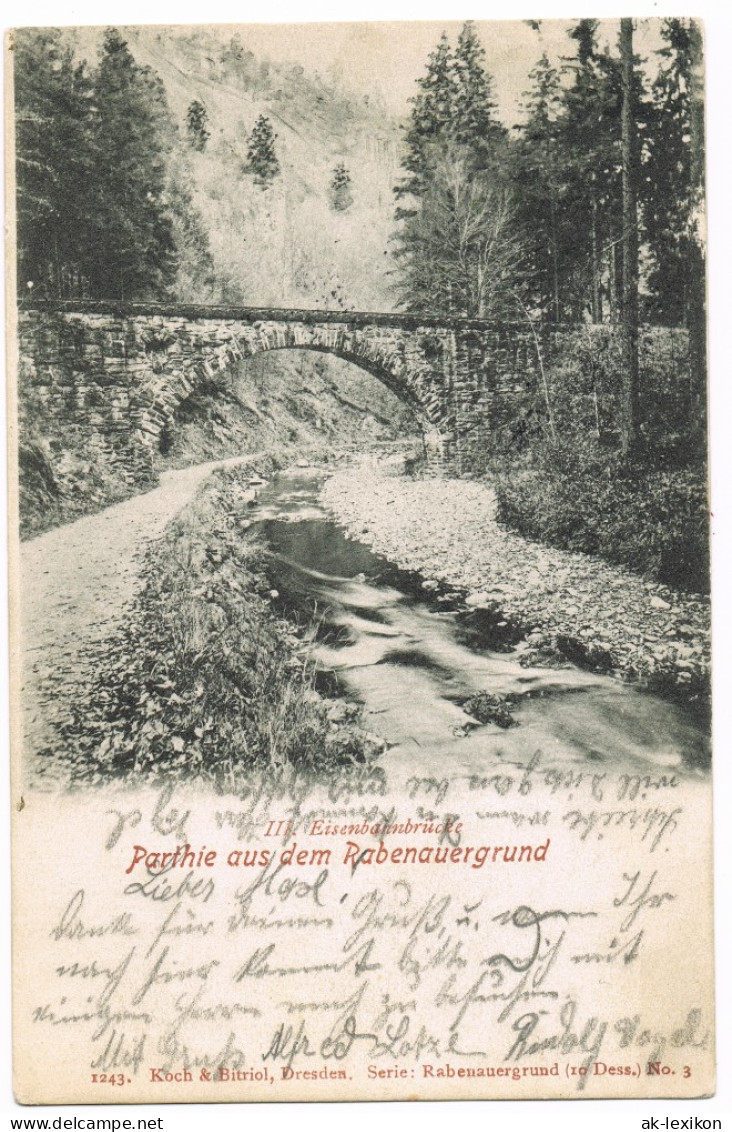 Ansichtskarte Rabenau II. Eisenbahnbrücke 1904 - Rabenau