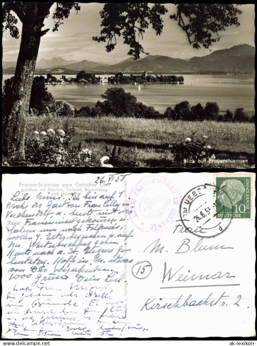 Ansichtskarte Chiemsee Blick Auf Frauenchiemsee Voin Gstadter Ufer 1955 - Chiemgauer Alpen