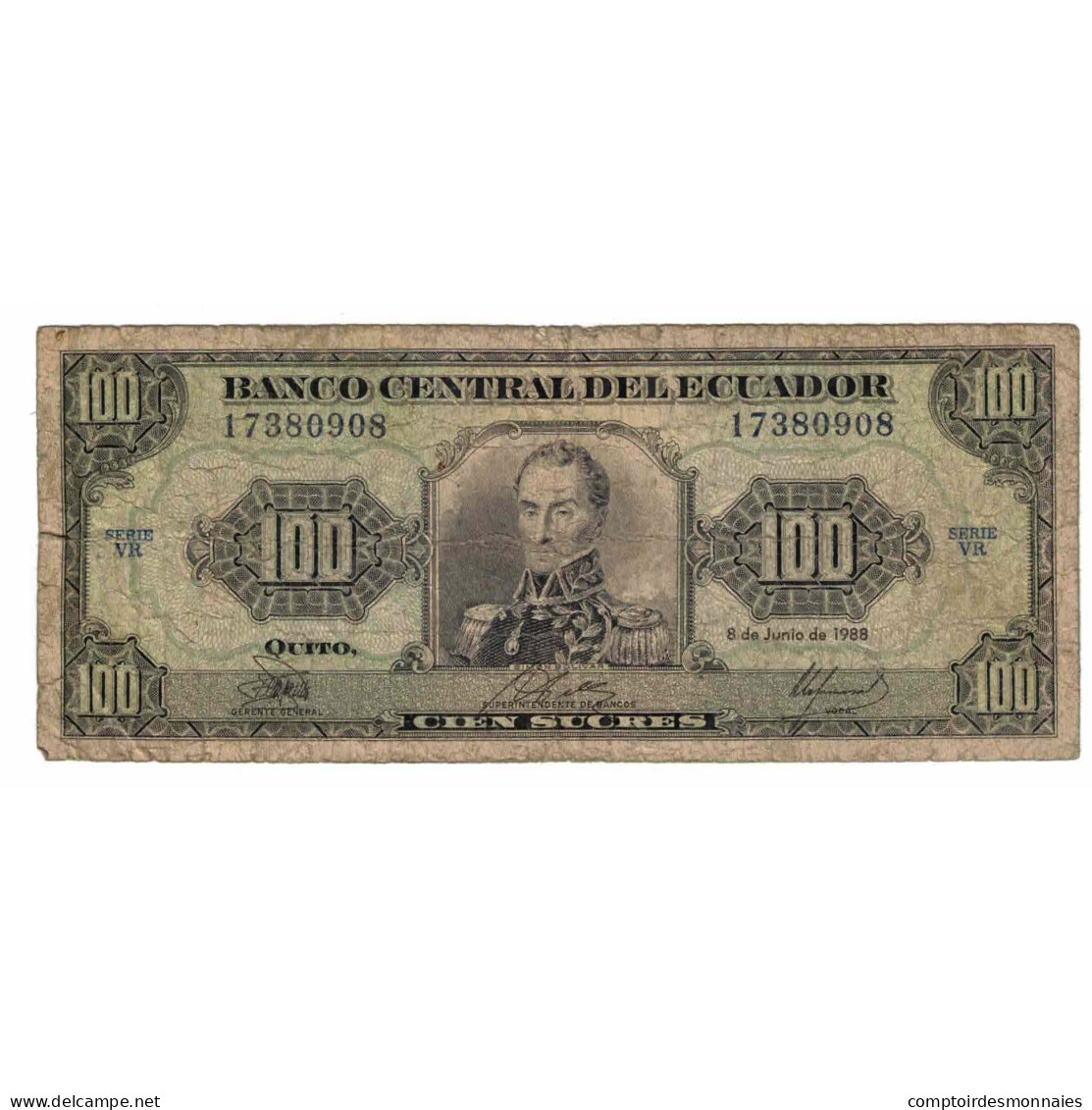 Billet, Équateur, 100 Sucres, 1988, 1988-06-08, KM:123Aa, B - Equateur