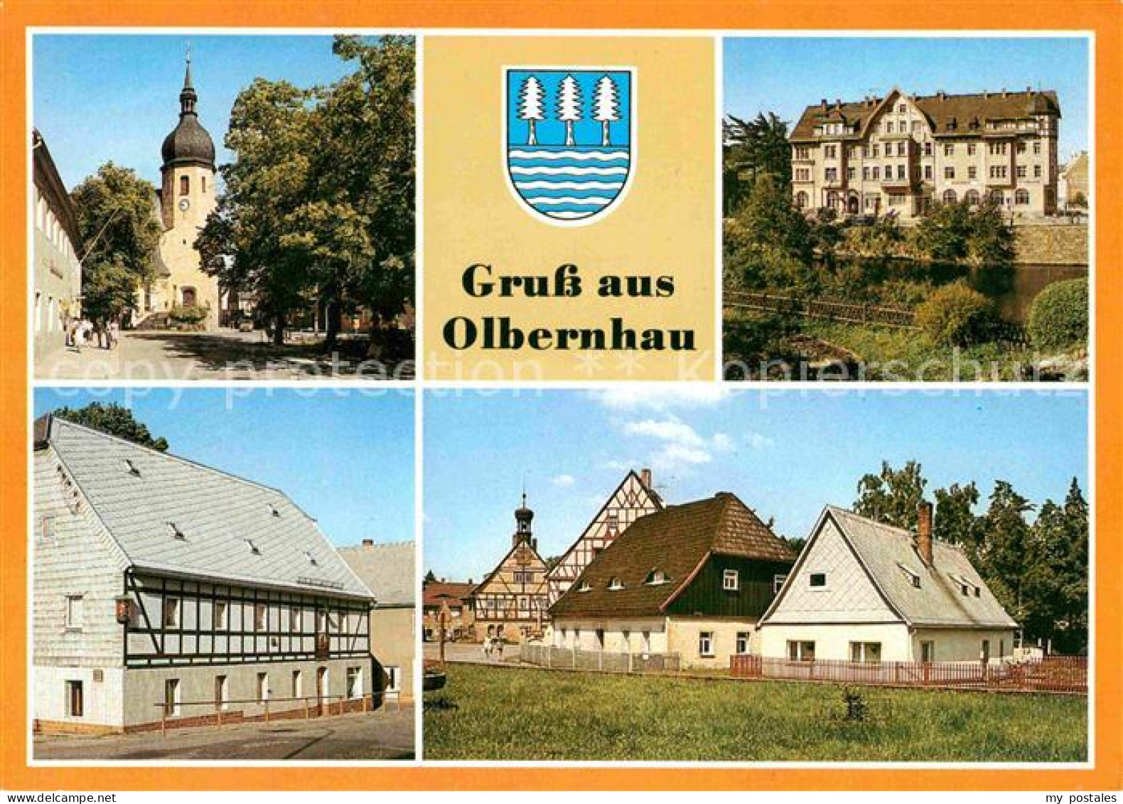 72654202 Olbernhau Erzgebirge Kirche Rathaus Gaststaette Wilder Mann Saigerhuett - Olbernhau