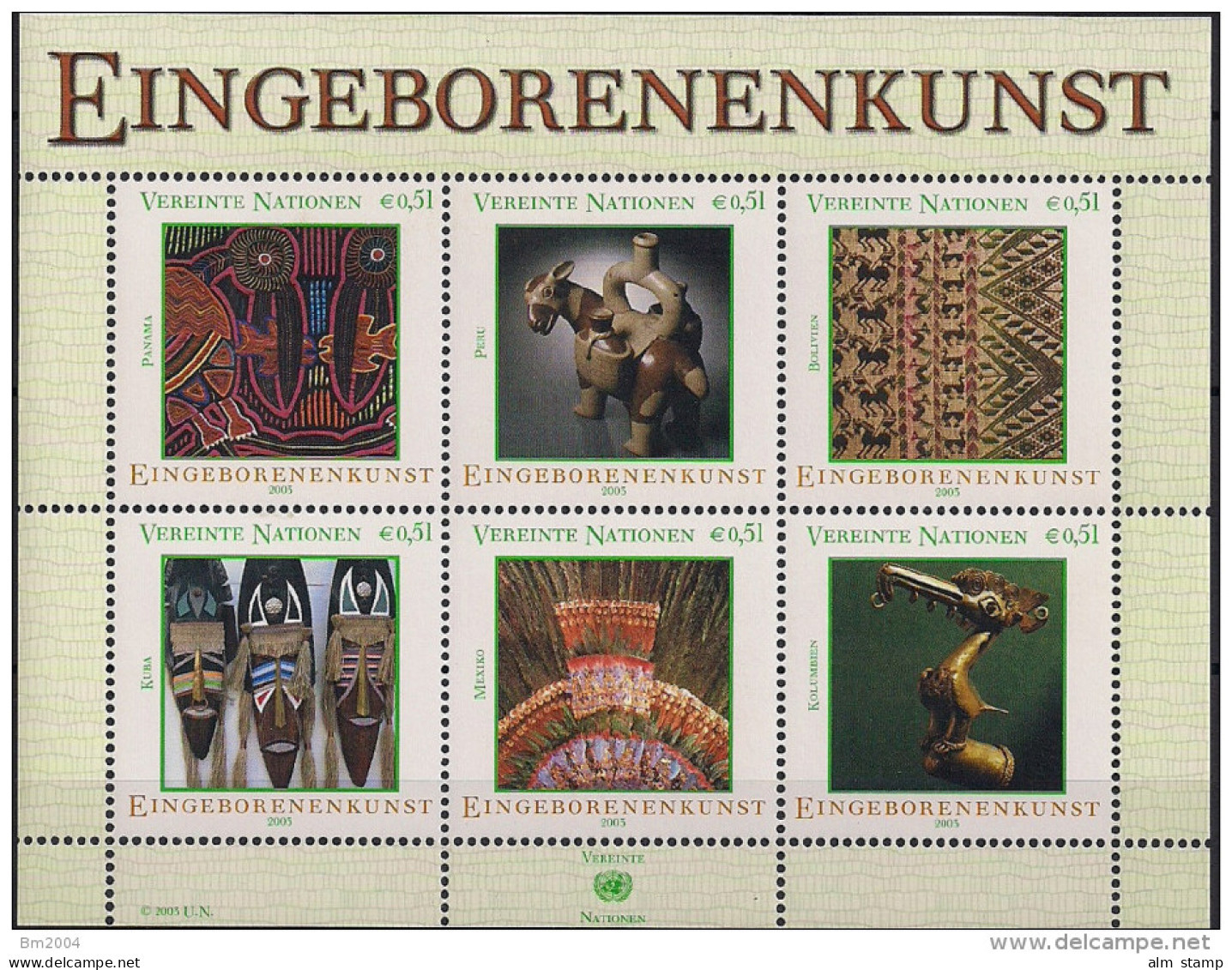 2003 UNO WIEN   Mi. Bl 17**MNH     Eingeborenenkunst - Blocks & Kleinbögen