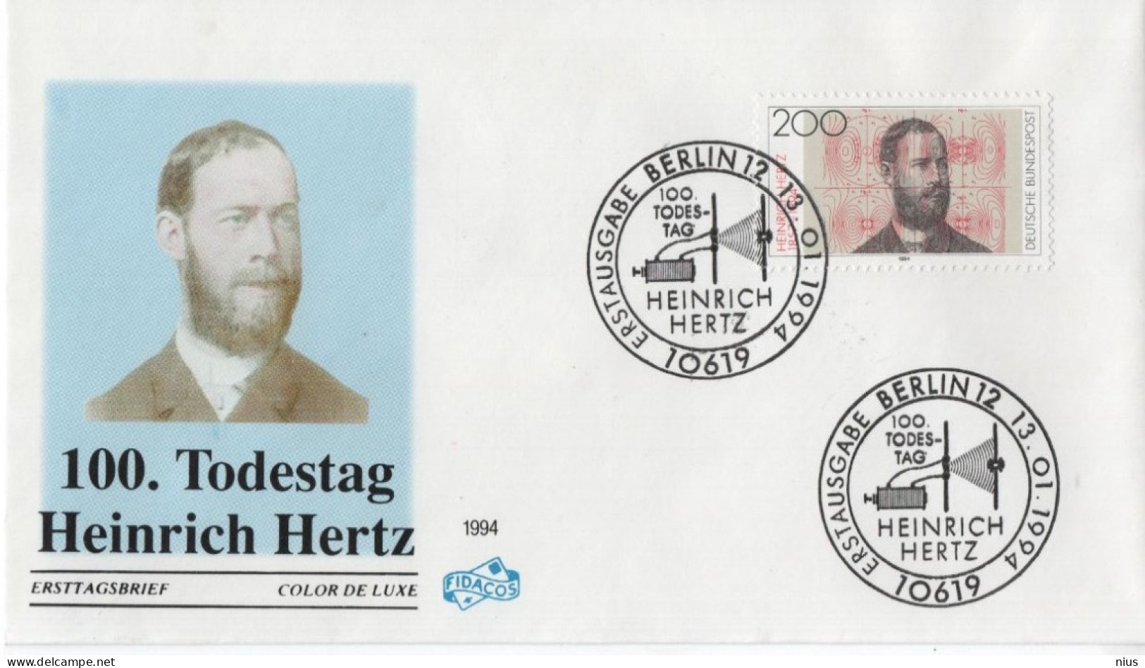 Germany Deutschland 1994 FDC 100. Todestag Von Heinrich Hertz, German Physicist Physiker, Canceled In Berlin - 1991-2000