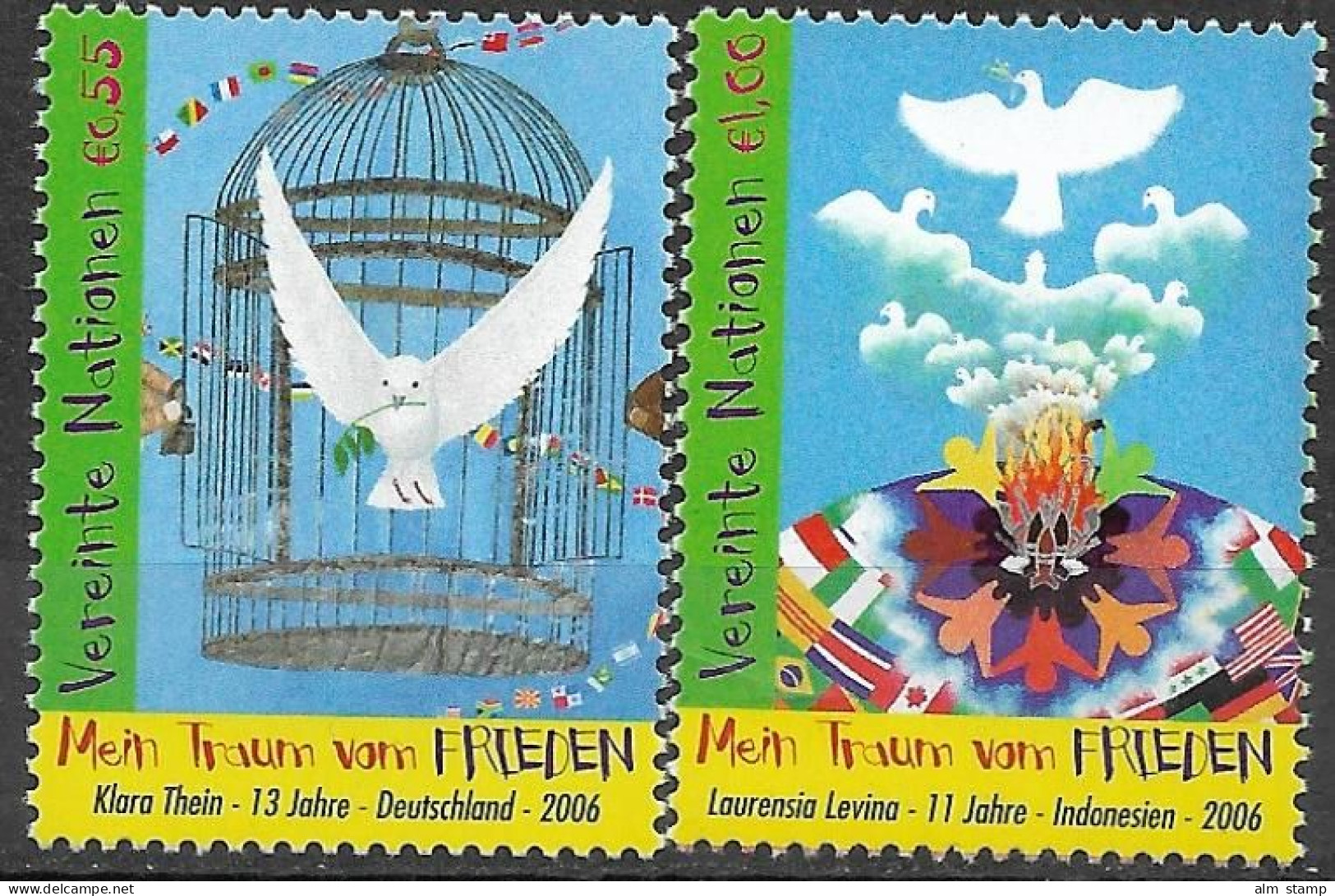 2006 UNO WIEN   Mi. 475-6 **MNH    Weltfriedenstag: Mein Traum Vom Frieden - Ongebruikt