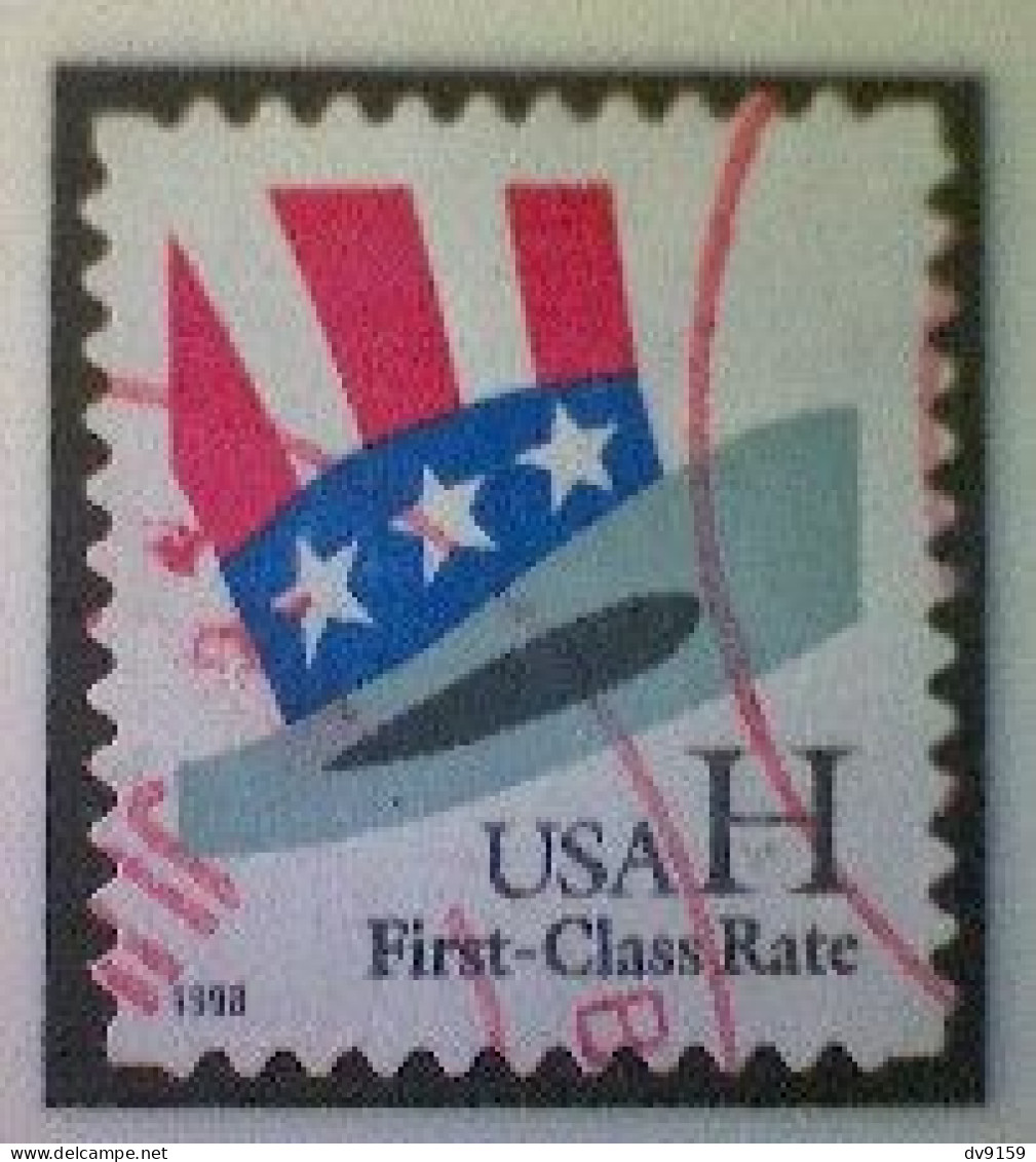 United States, Scott #3268, Used(o),1998, Uncle Sam Hat, (33¢), Black, Red, White, And Blue - Used Stamps