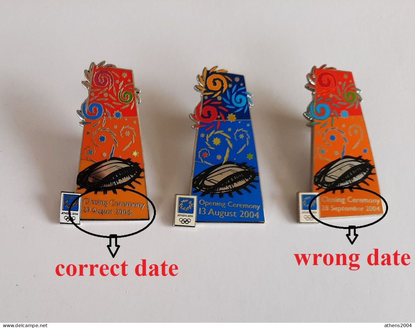 @ Athens 2004 Olympic Games - Opening & Closing Ceremony Set Of 3 Venue Pins... - Olympic Games