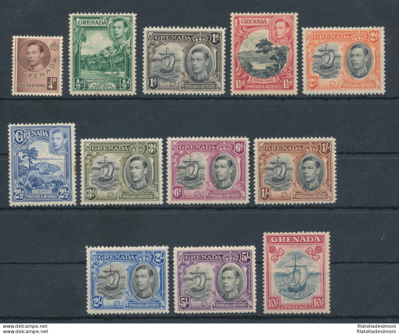 1938-50 Grenada, Stanley Gibbons N. 153/63 - 12 Valori - MLH* - Autres & Non Classés