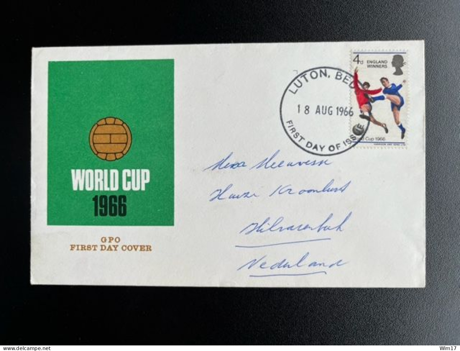 GREAT BRITAIN 1966 CIRCULATED FDC WORLD CUP FOOTBALL ENGLAND WINNERS 18-08-1966 GROOT BRITTANNIE - 1952-1971 Pre-Decimal Issues