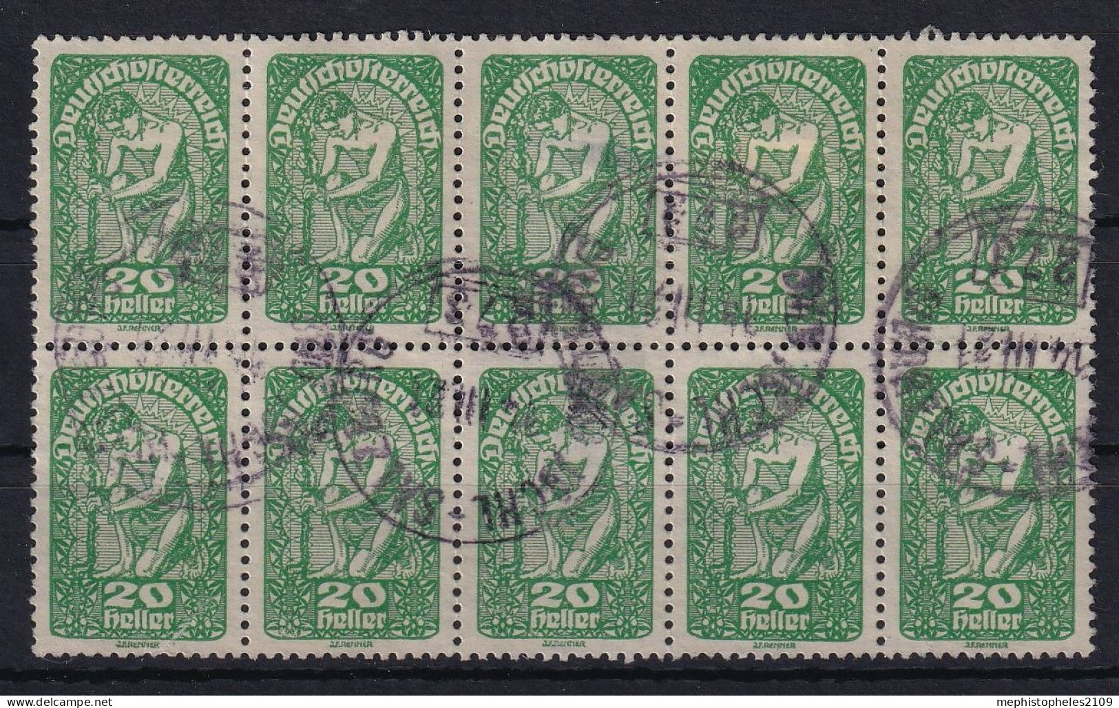 AUSTRIA 1918/19 - Canceled - ANK 264x - Block Of 10! - Used Stamps