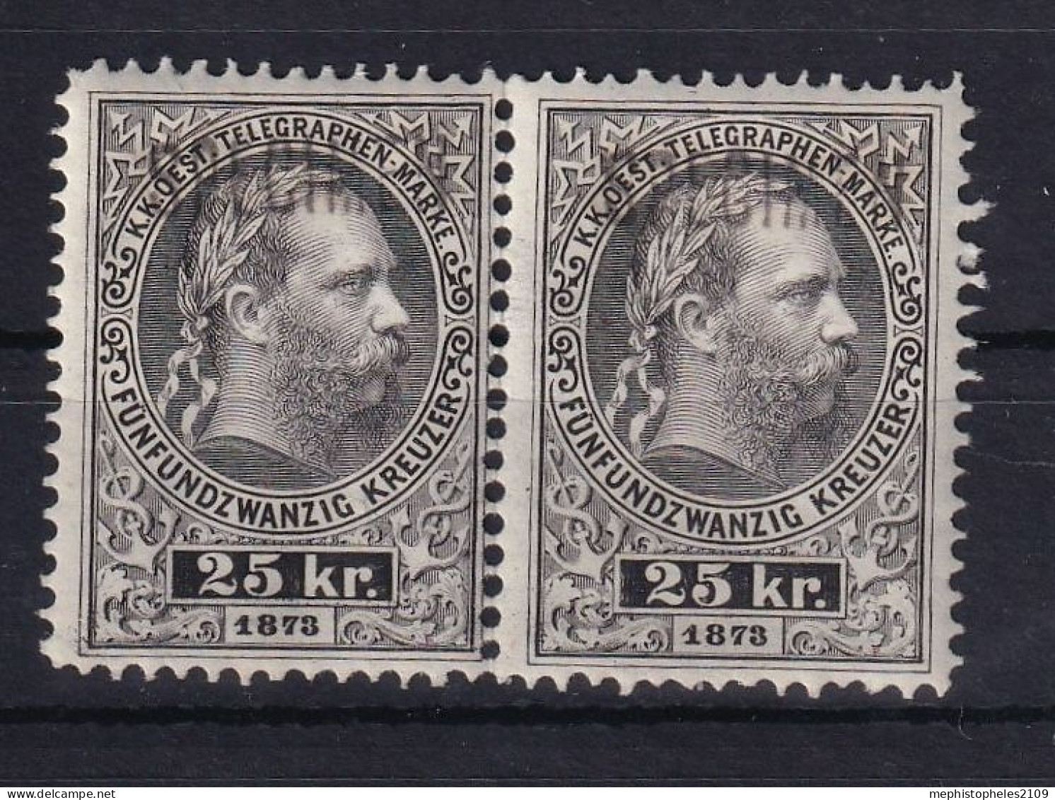 AUSTRIA 1874/75 - MLH - ANK 12 (Specimen) - Pair! - Telegraphenmarken - Telegraphenmarken