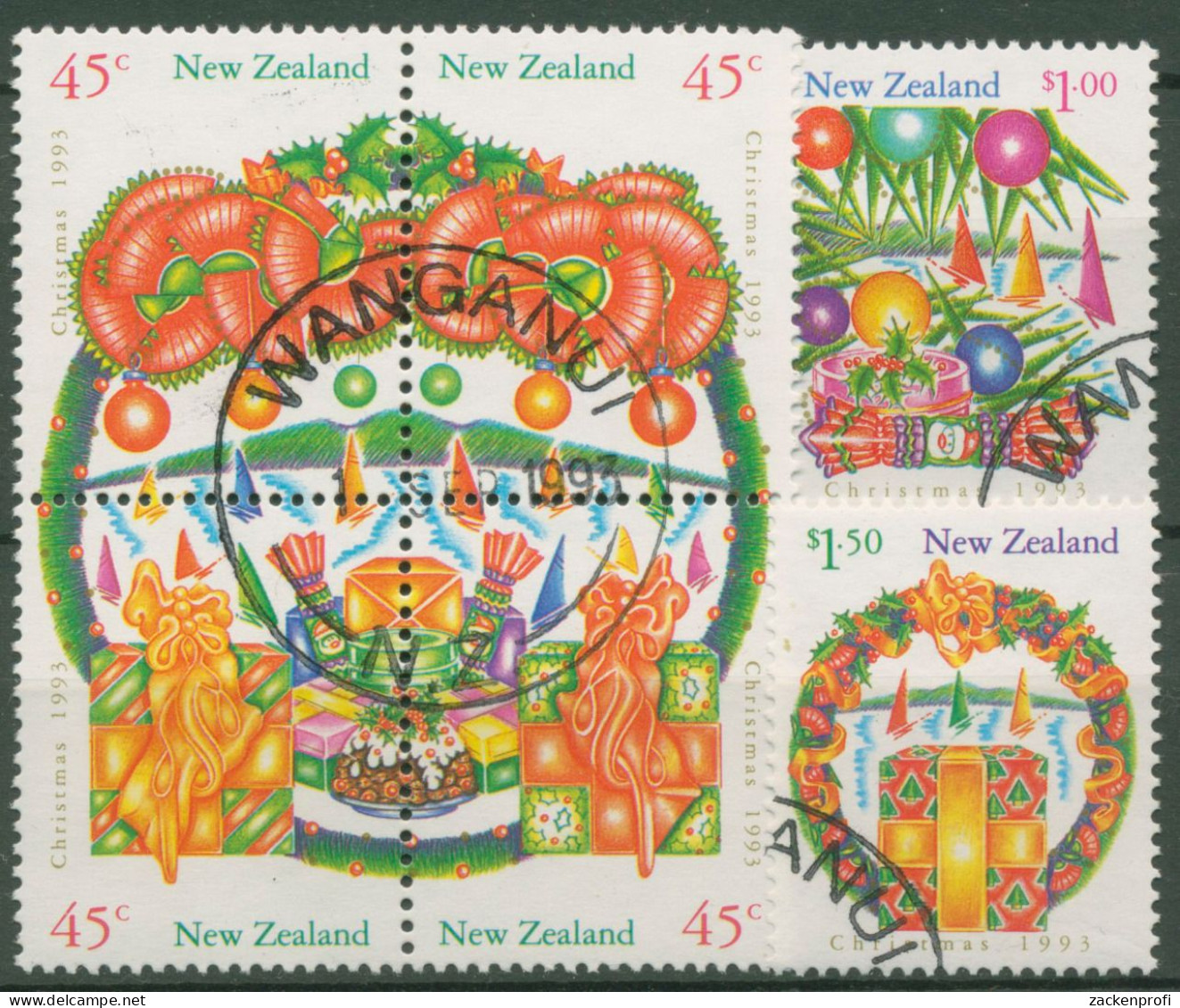 Neuseeland 1993 Weihnachten Geschenke Kuchen 1298/03 A Gestempelt - Used Stamps