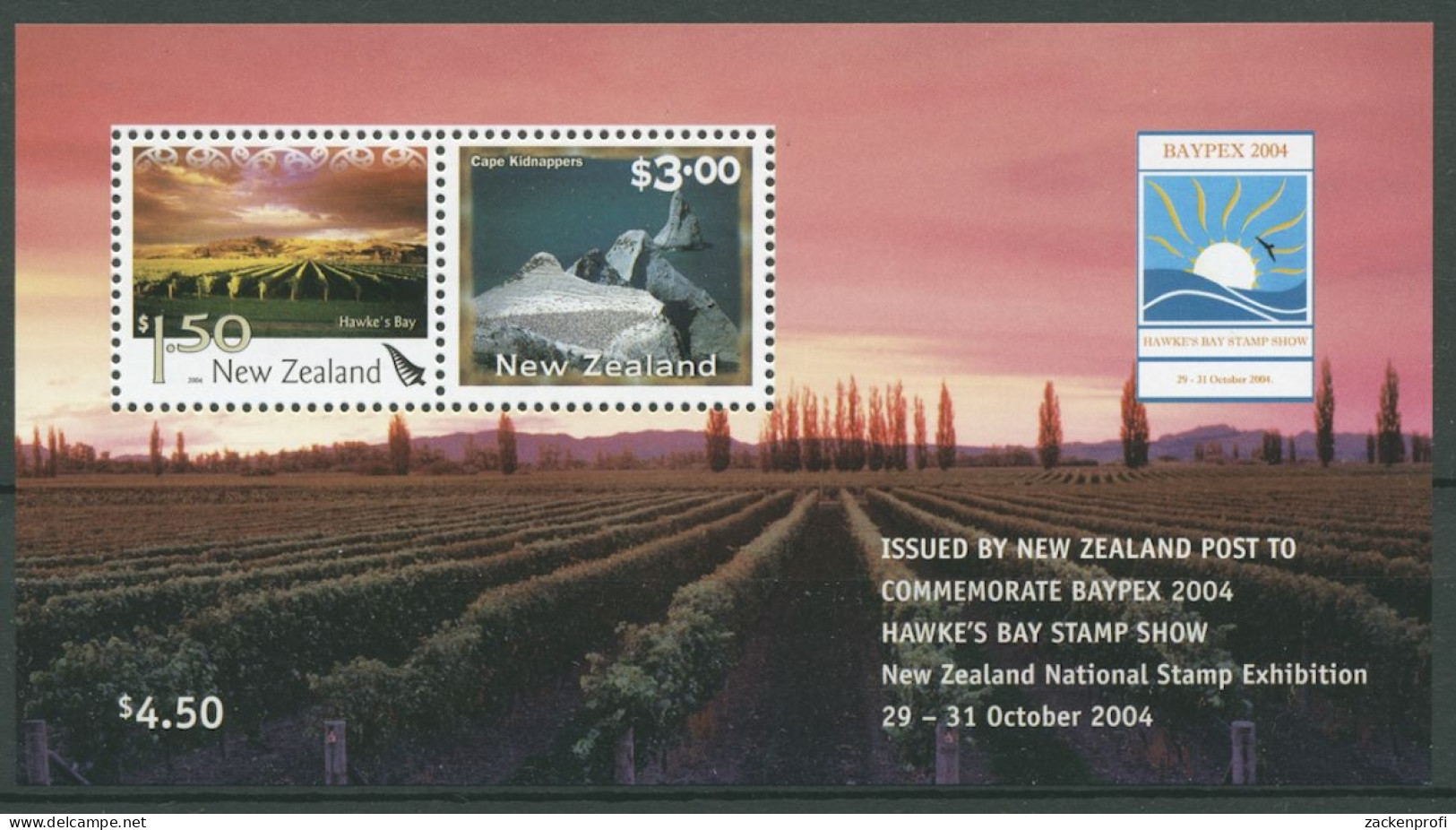 Neuseeland 2004 BAYPEX Landschaften Weinbau Block 176 Postfrisch (C25718) - Blocks & Kleinbögen
