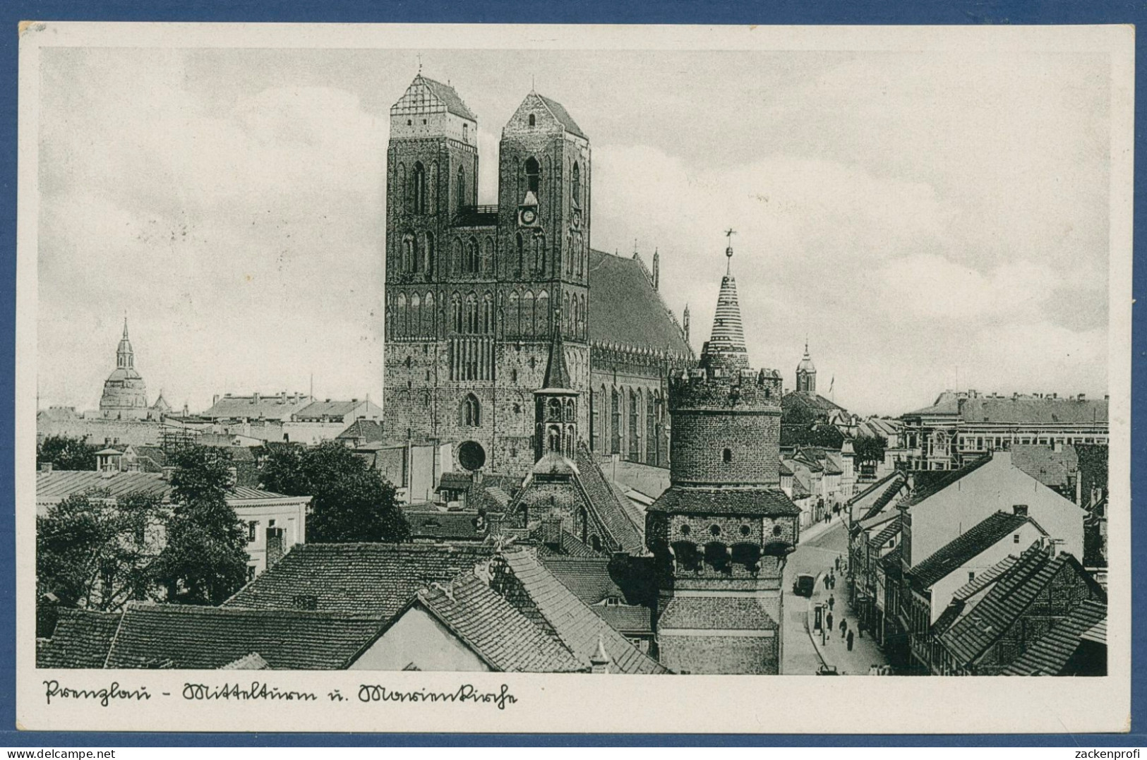 Prenzlau St Marienkirche Und Mitteltorturm, Gelaufen 1937 (AK3686) - Prenzlau