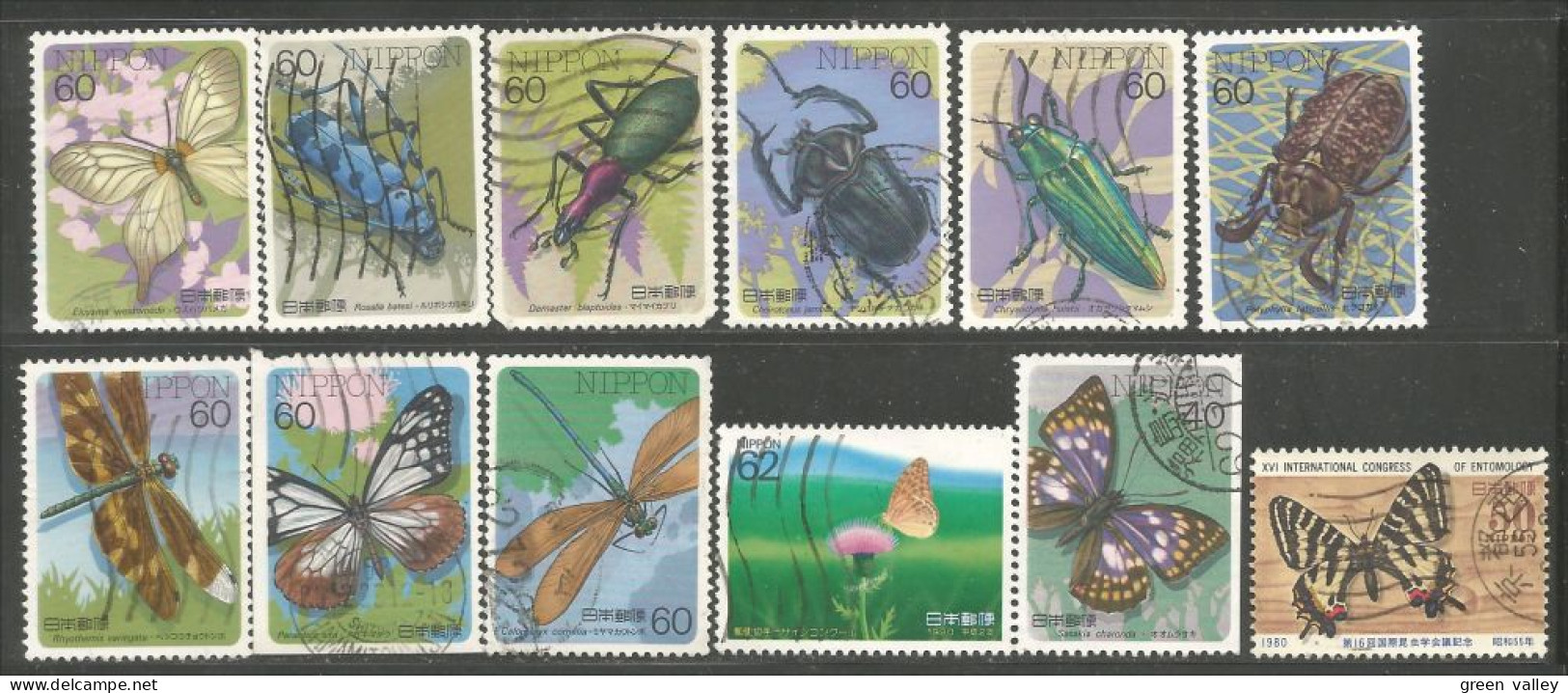 A04 -64 Japon 12 Insectes Insects Insekt Different Stamp Collection Timbres - Collections, Lots & Series