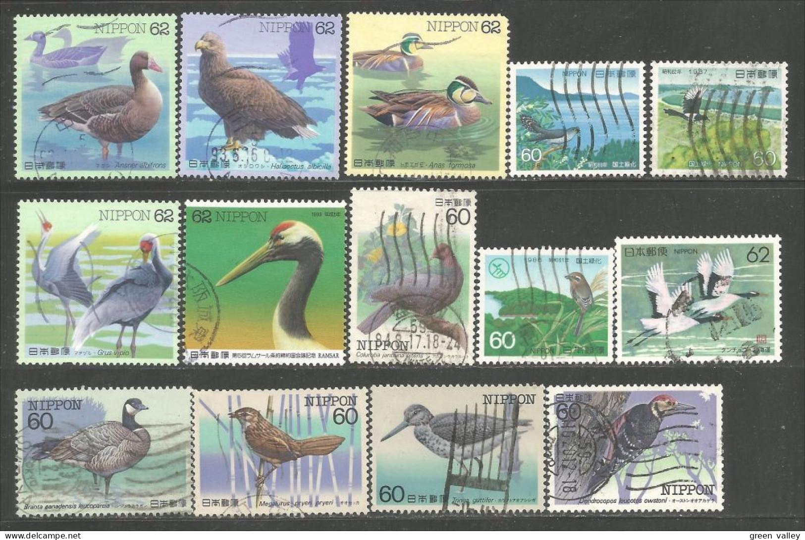 A04 -63 Japon 14 Oiseaux Birds Vogeln Different Stamp Collection Timbres - Collezioni & Lotti