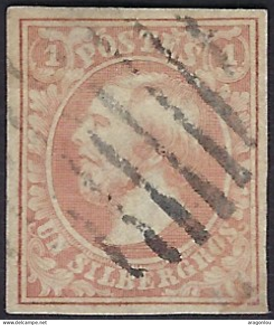 Luxembourg - Luxemburg - Timbres - Armoires 1852   Guillaume  III   Michel 2    Cachet Barres - 1852 Wilhelm III.