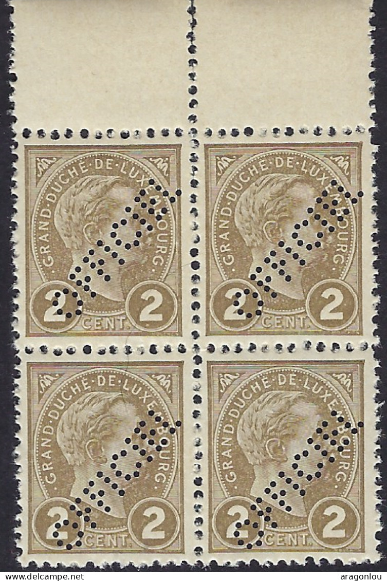 Luxembourg - Luxemburg - Timbres - Adolf  1895    Bloc à 4    Officiel    Perforé     2C. - 1895 Adolfo De Perfíl