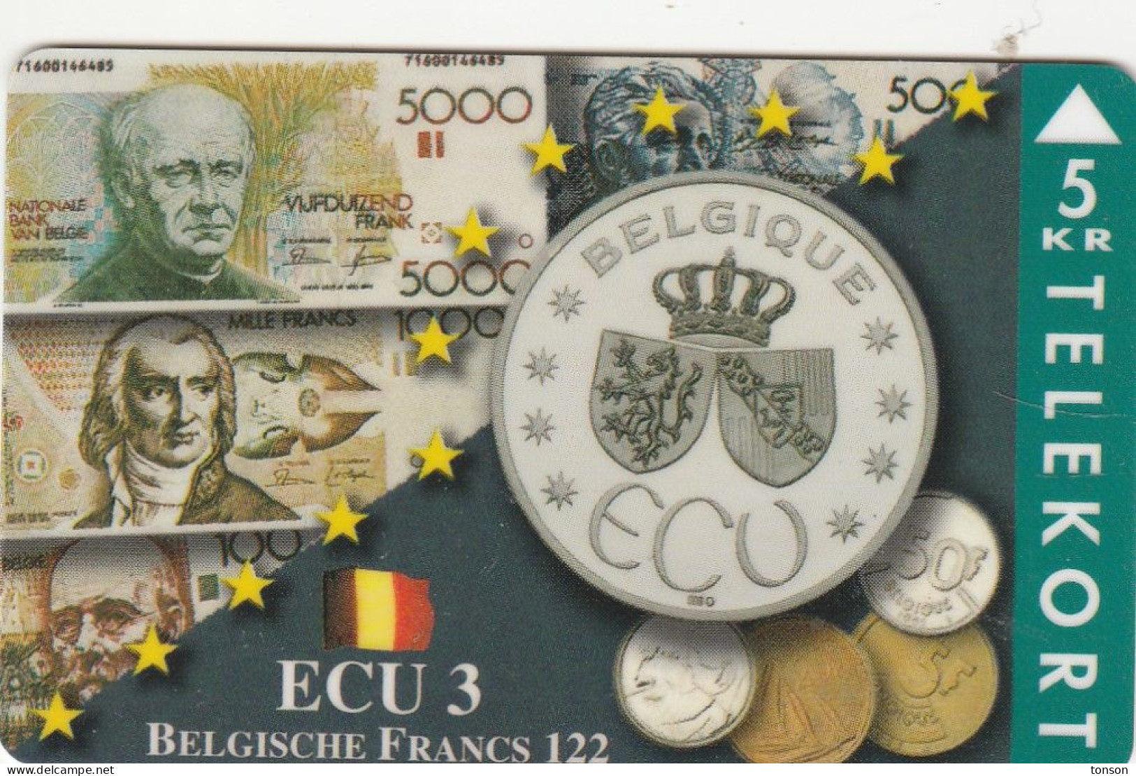 Denmark, TP 090B, ECU-Belgium, Mint Only 1200 Issued, Coins, Notes, Flag, 2 Scans. - Denmark