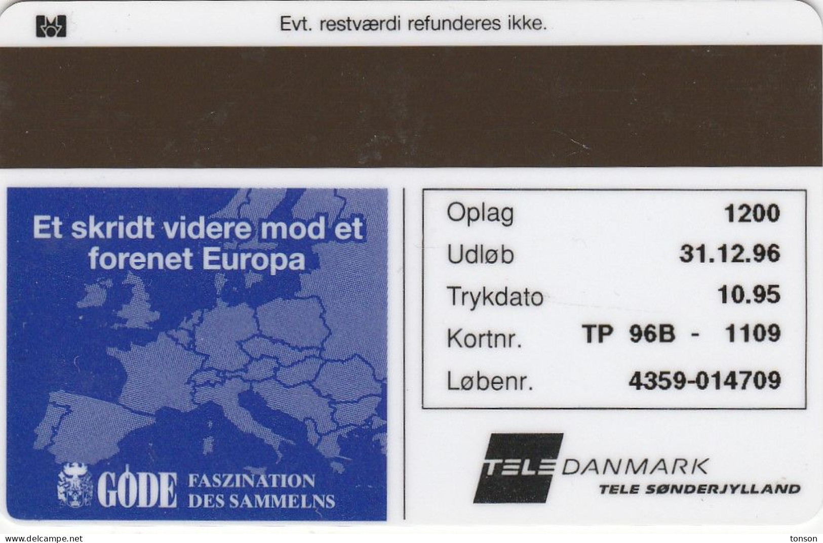 Denmark, TP 096B, ECU-France, Mint Only 1200 Issued, Coins, Notes, Flag, 2 Scans. - Danemark