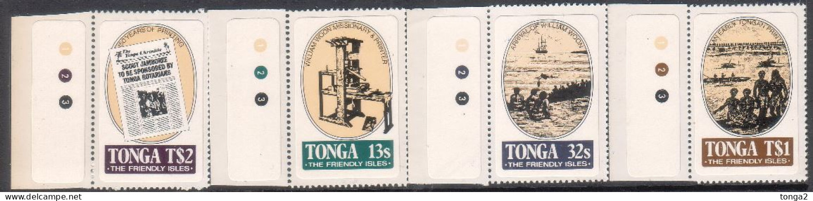 Tonga 1984 William Woon Missionary Printer Set Of 4 MNH - Shows Printing Press - Tonga (1970-...)