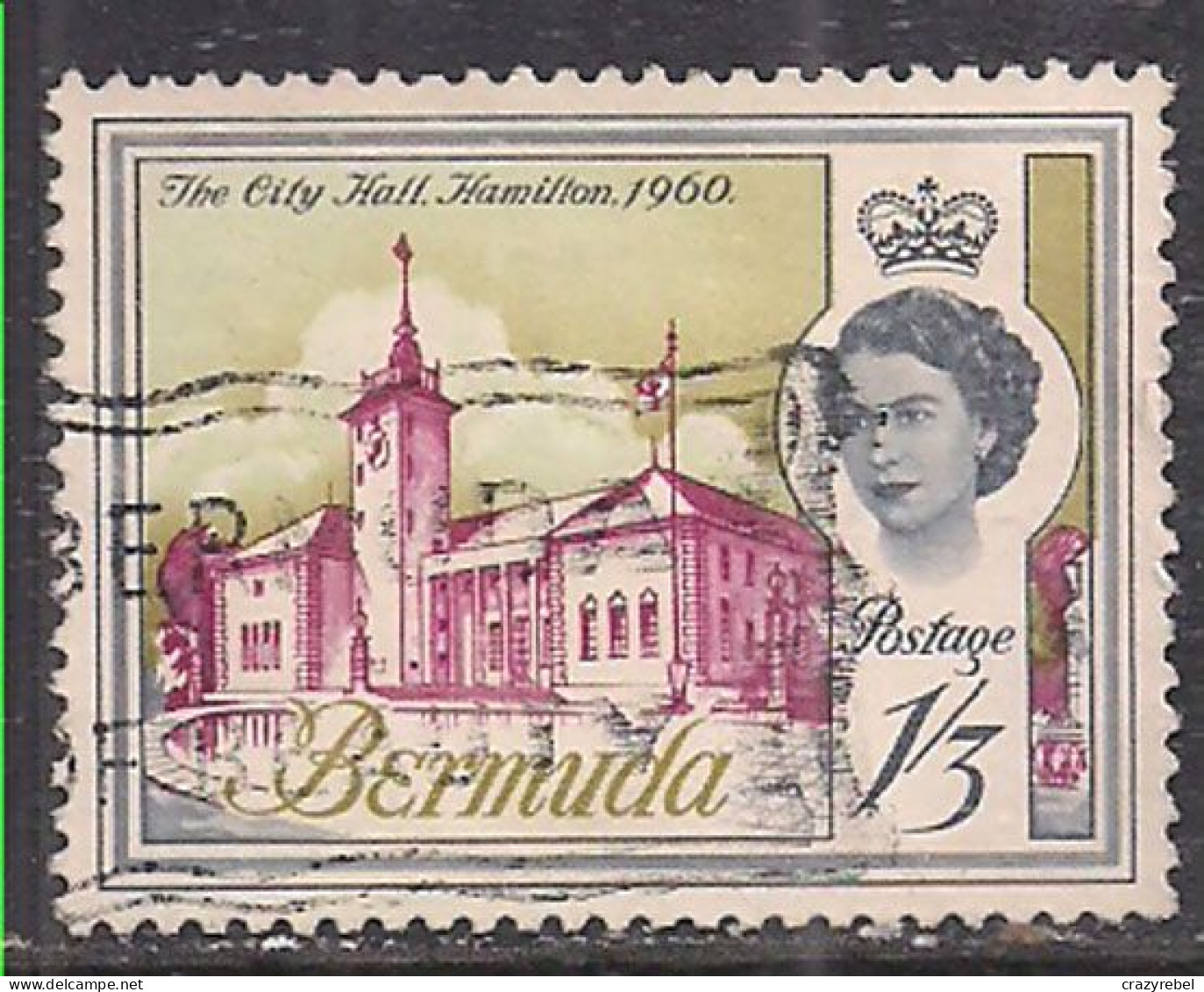 Bermuda 1962-65 QE2 1/3d City Hall Hamilton Used SG 172 ( B1015 ) - Bermuda