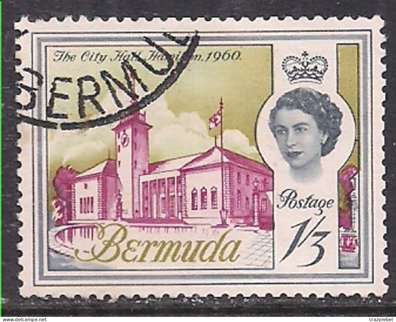 Bermuda 1962-65 QE2 1/3d City Hall Hamilton Used SG 172 ( B1043 ) - Bermuda