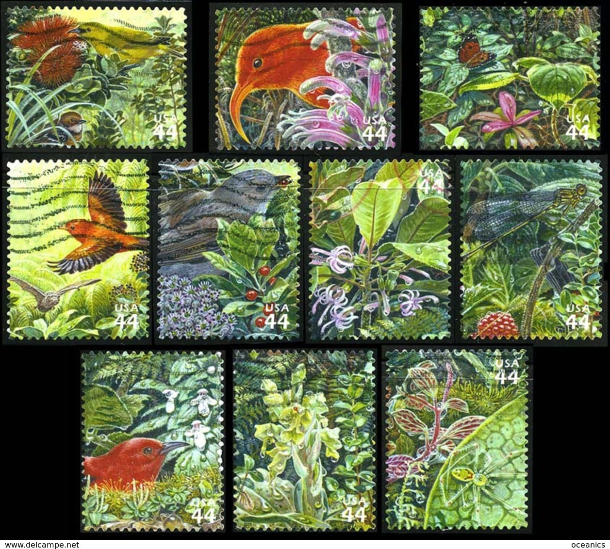 Etats-Unis / United States (Scott No.4474a-j - Hawaiien Rain Forest) (o) - Used Stamps