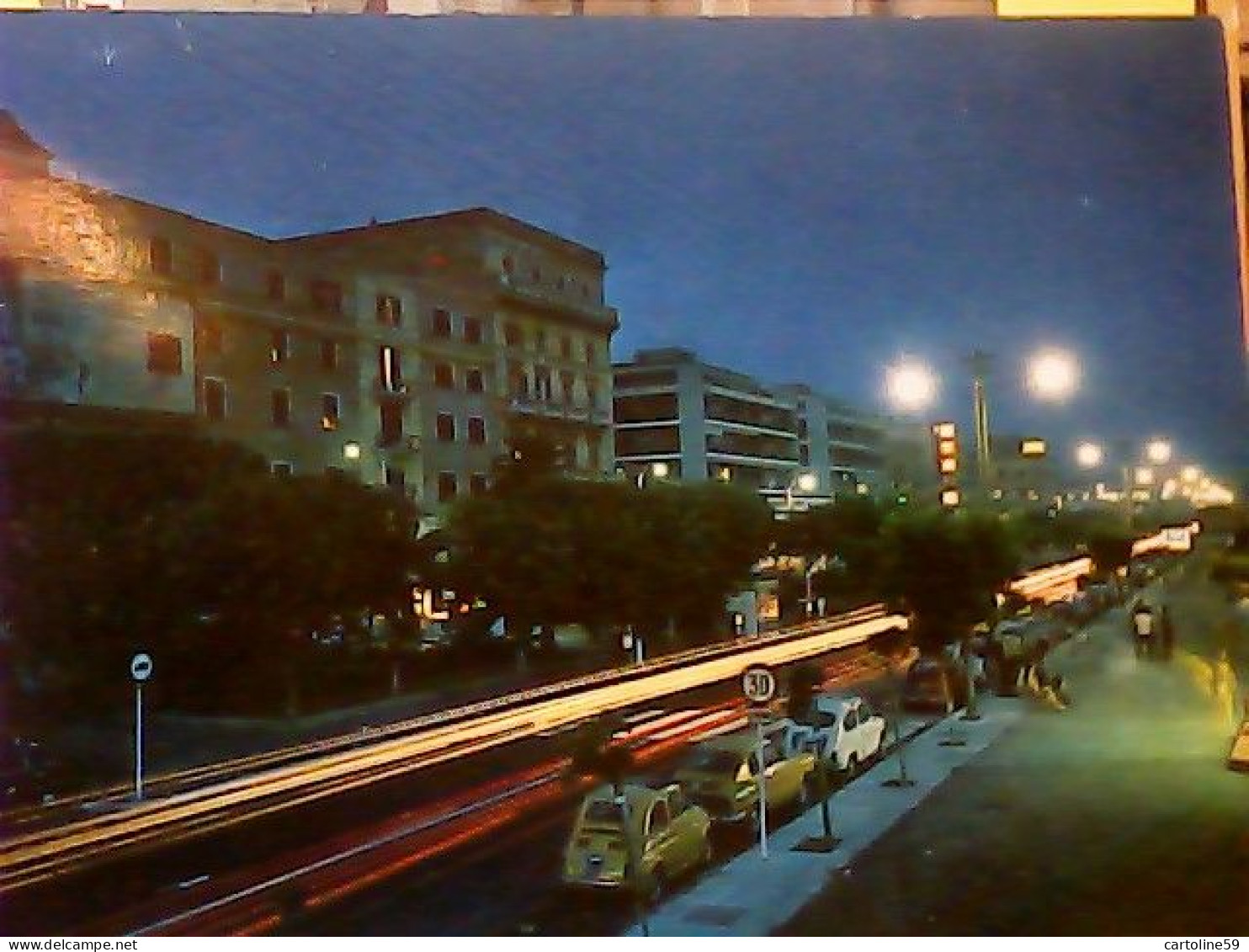 CIVITAVECCHIA PASSEGGIATA A MARE NOTTE AUTO CAR FIAT 850 SPORT VB1984  JU6593 - Civitavecchia