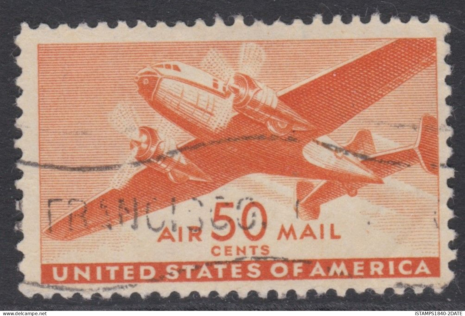 00589/ A907 50c Orange Fine Used Mail Plane Cv £4.25 - 2b. 1941-1960 Ongebruikt