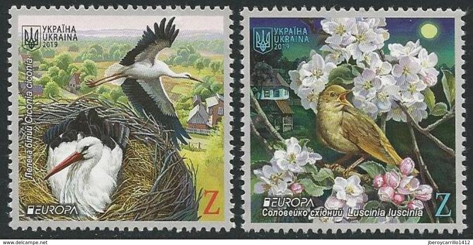 UCRANIA / UKRAINE -EUROPA 2019 -NATIONAL BIRDS.-"AVES -BIRDS -VÖGEL-OISEAUX"- SERIE N - 2019