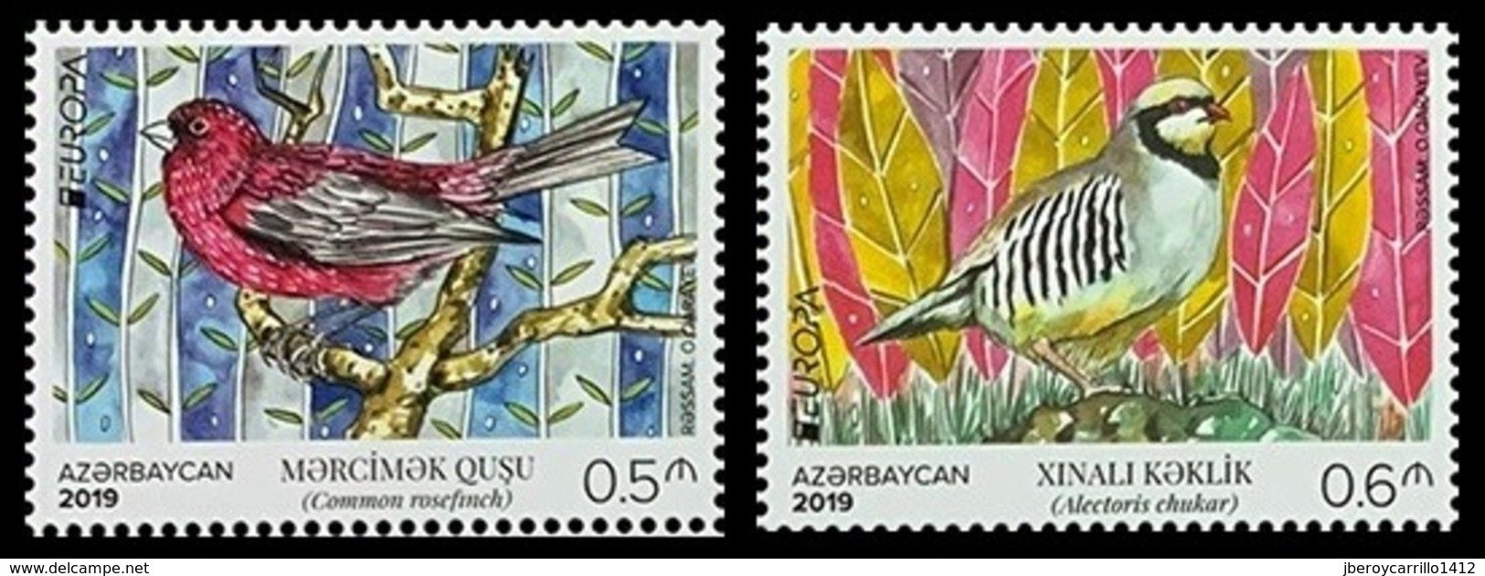 AZERBAIJAN /AZERBAYCAN /ASERBAIDSCHAN  -EUROPA 2019- NATIONAL BIRDS.-"AVES- BIRDS -VÖGEL- OISEAUX"- SERIE De 2 V. - 2019