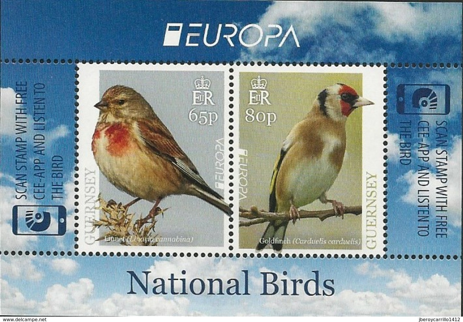 GUERNSEY - EUROPA 2019 - NATIONAL BIRDS & SYMBOLISH.- "AVES - BIRDS - VÖGEL - OISEAUX"- HOJITA BLOQUE - 2019