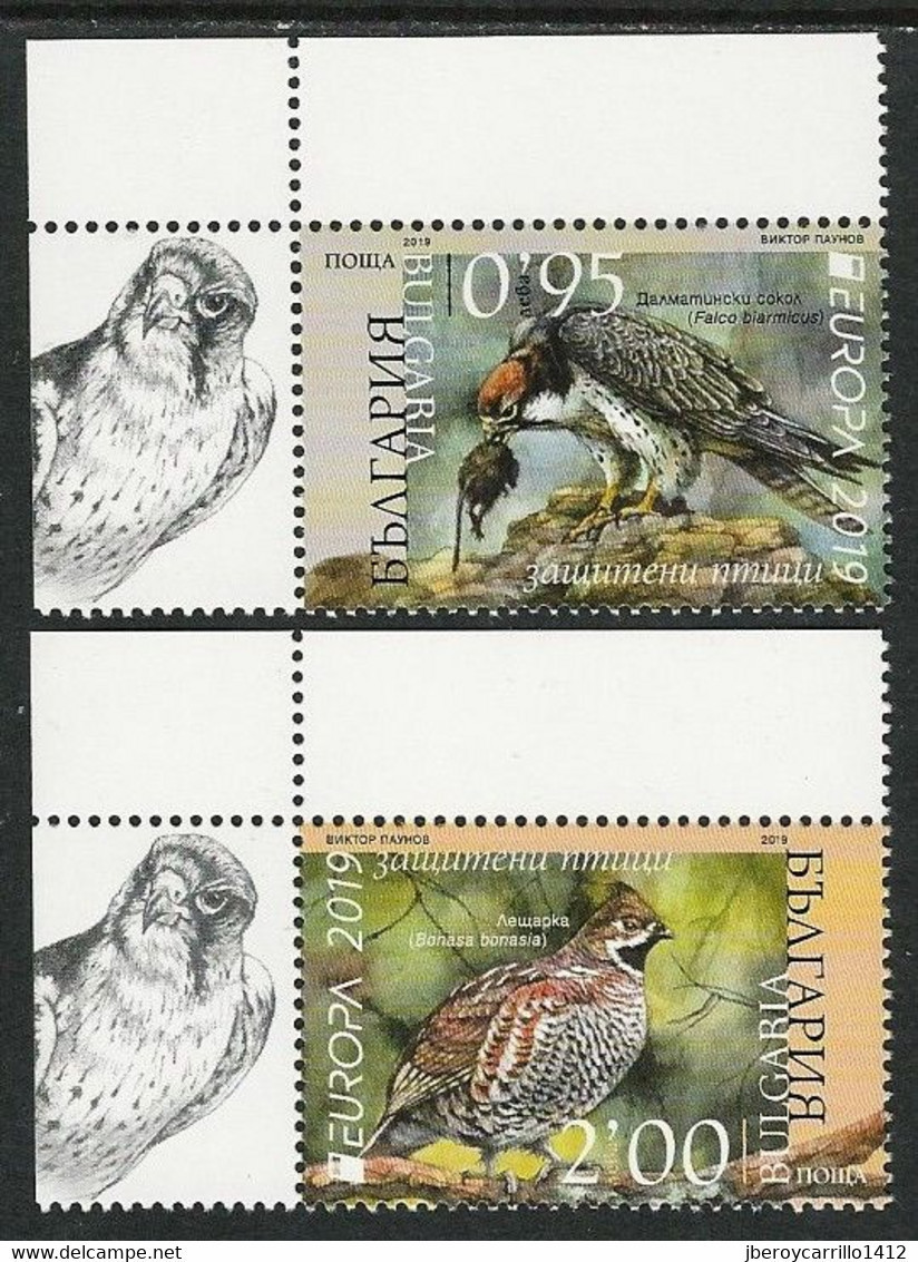 BULGARIA /BULGARIE / BULGARIEN-EUROPA 2019 -NATIONAL BIRDS.-"AVES - BIRDS - VÖGEL -OISEAUX"-  SERIE De 2 V. CH - 2019