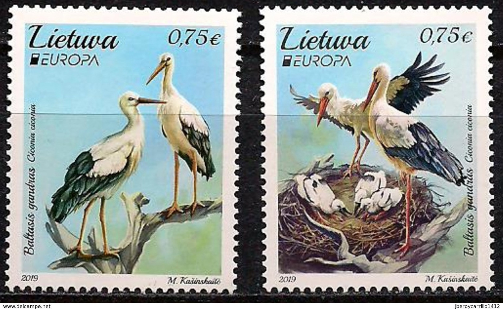 LITUANIA/ LITHUANIA/ LITAUEN/ LITUANE/ EUROPA 2019 -NATIONAL BIRDS.-"AVES - BIRDS - VÖGEL -OISEAUX"- SERIE De 2 V. - 2019