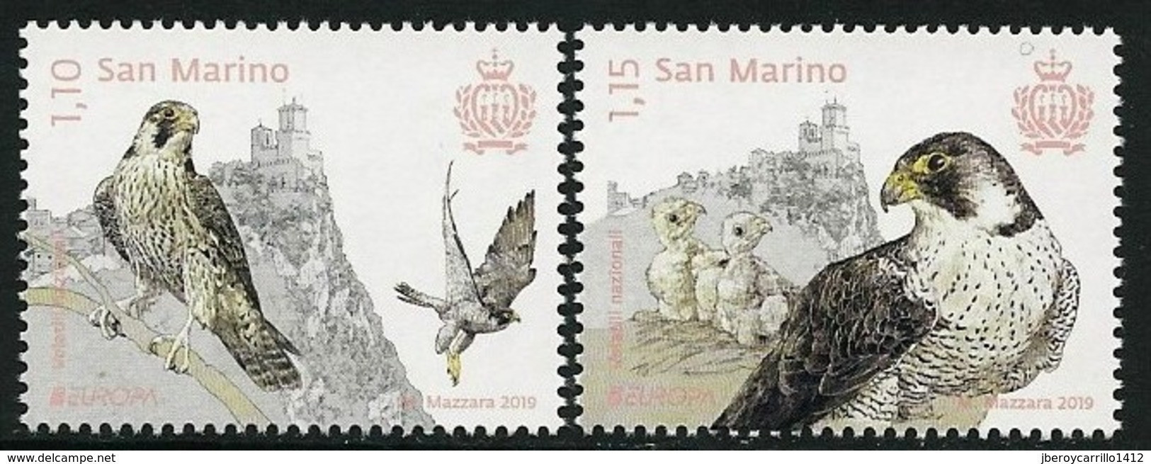 SAN MARINO/ SAINT-MARIN - EUROPA 2019 -NATIONAL BIRDS.-"AVES - BIRDS - VÖGEL -OISEAUX"- SET Of 2 Stamps With LOGO EUROPA - 2019