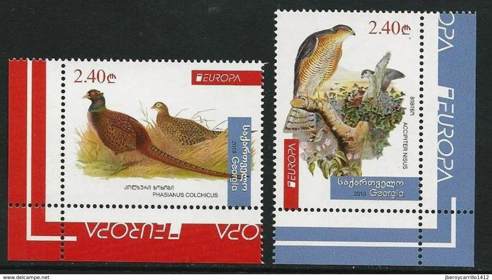 GEORGIA /GEORGIEN /LA  GÉORGIE -EUROPA 2019 -NATIONAL BIRDS.-"AVES -BIRDS -VÖGEL -OISEAUX"- SERIE De 2 V. - CH - D - 2019