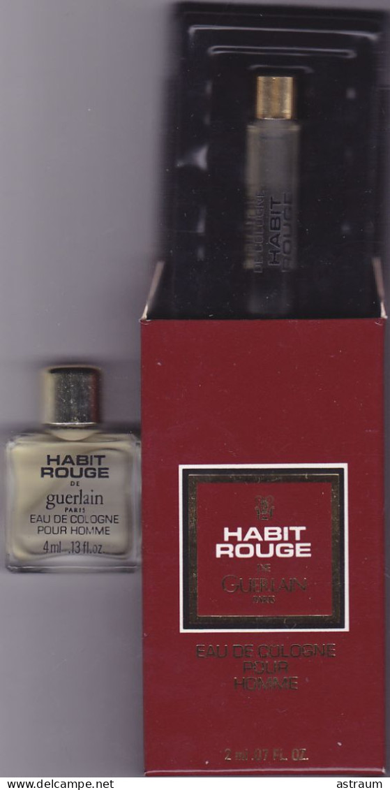 Lot De 2 Miniature Vintage Parfum  - Guerlain - EDC - Habit Rouge Homme - Pleine Sans Boite 2ml Et 4ml - Miniaturen Flesjes Heer (zonder Doos)