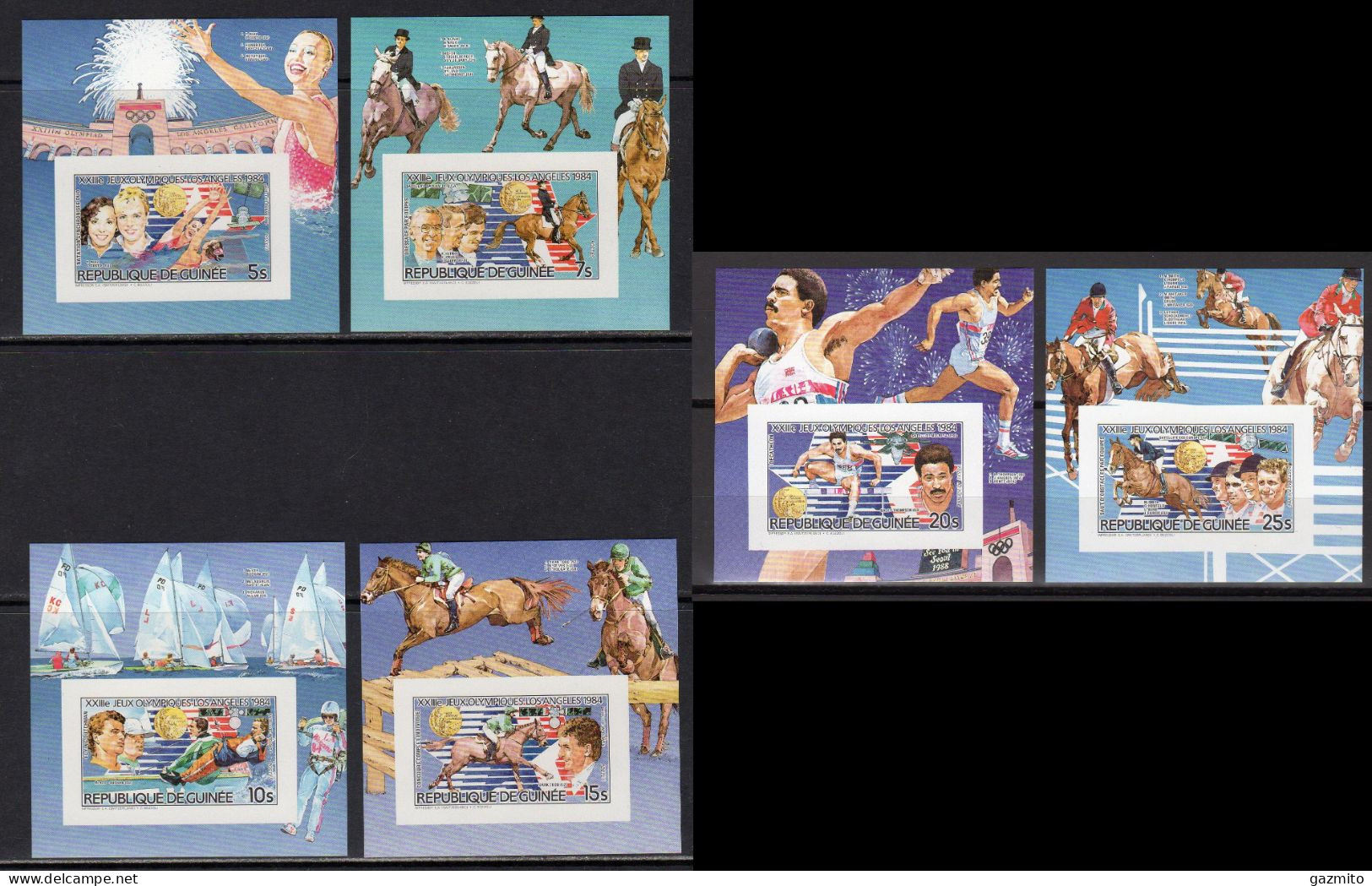 Guinea 1991, Olympic Games In Los Angeles, Athletic, Horse Race, Shipping, Swimming, 6BF IMPERFORATED - Natación