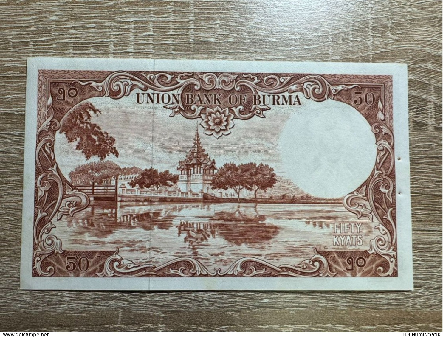 MYANMAR (BURMA) ，50 Kyats ，pick 50，with 2 Pinholes，UNC- - Myanmar